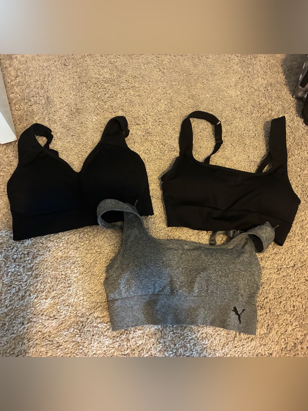Puma Black & Gray Seamless Sports Bras Trio